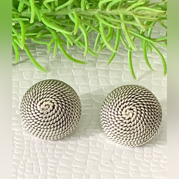 Vintage MEXICO 925 Sterling Silver Dome Round Earrings - Picture 1 of 13